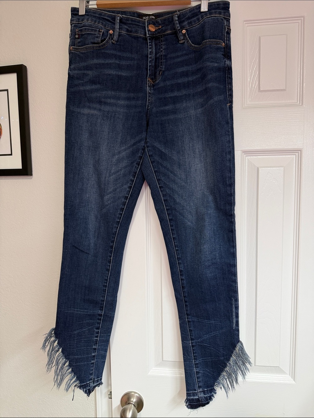 Dear John Dark Blue Frayed Ankle Jeans